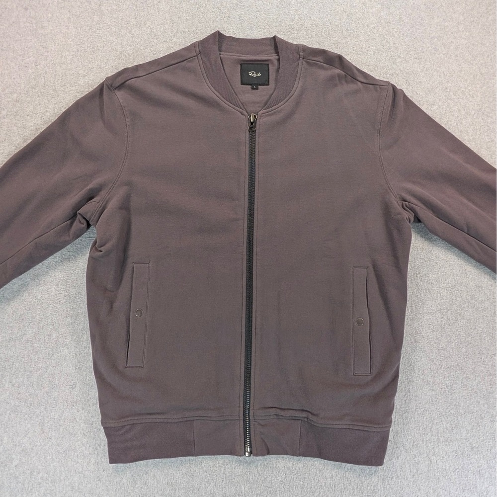 Rails Mens Full Zip Bradford Jersey Bomber Jacket Washed Black Gray Large 23x28
